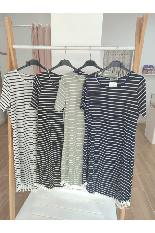 Vestido Flecos rayas