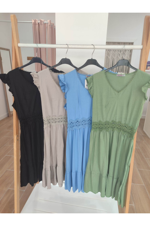 Vestido corto cintura borda